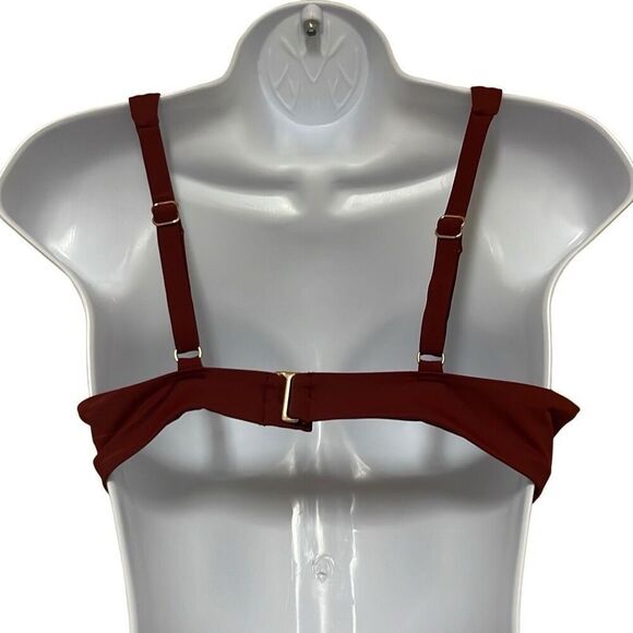 Andie Swim The Dalia Bikini Top Burgundy Gold Clasp Adjustable Padded Medium NWT - Picture 2 of 11